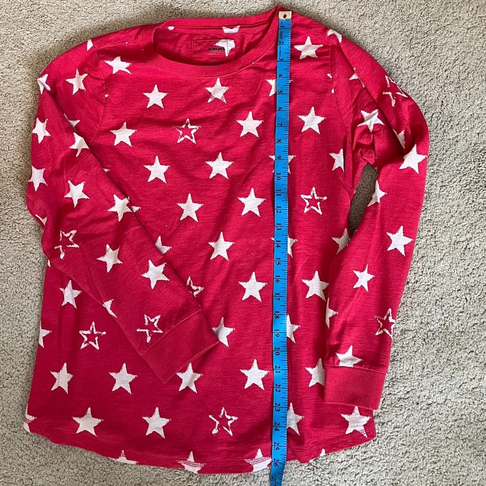 Sonoma Long Sleeve Top *Red w/ White Stars* EUC | Size L | Patriotic - Picture 2 of 7